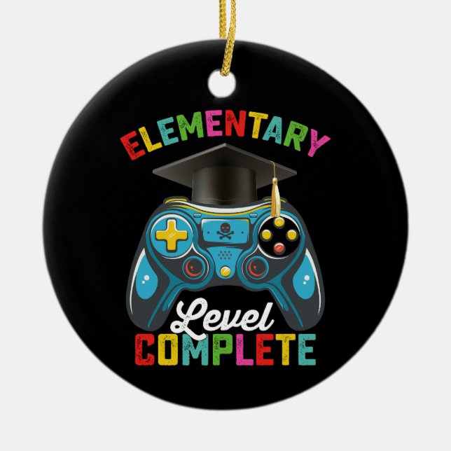 Elementary Level Complete Graduation Gaming Gamer Ceramic Tree Decoration (Front)
