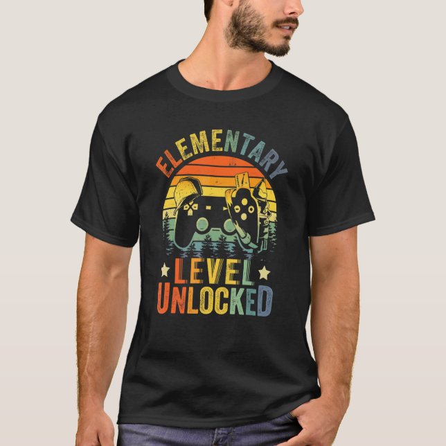 Elementary Level Unlocked Video Game Back To Schoo T-Shirt (Front)