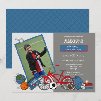 Elementary Photo Boy Graduation Party Invitation