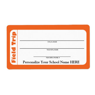 Elementary / Pre-School Child Field Trip Labels