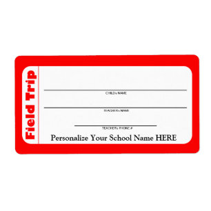 Elementary / Pre-School Child Field Trip Labels