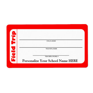 Elementary / Pre-School Child Field Trip Labels