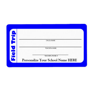 Elementary / Pre-School Child Field Trip Labels