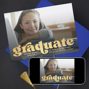 Elementary Retro Gold Photo Announcement