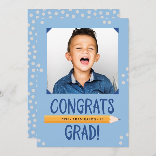 Elementary School Boy Graduation Invitation (Front/Back)
