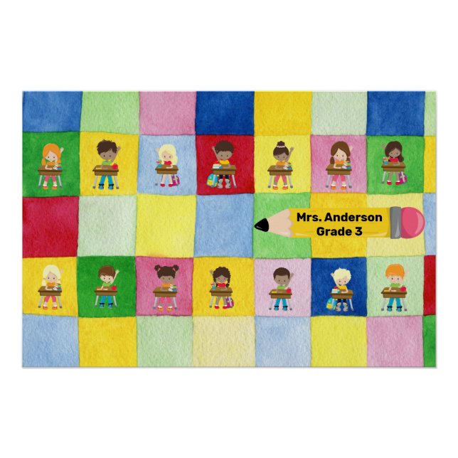 Elementary School Classroom Children Teacher  Poster (Front)