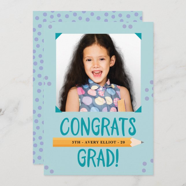 Elementary School Girl Graduation Invitation (Front/Back)