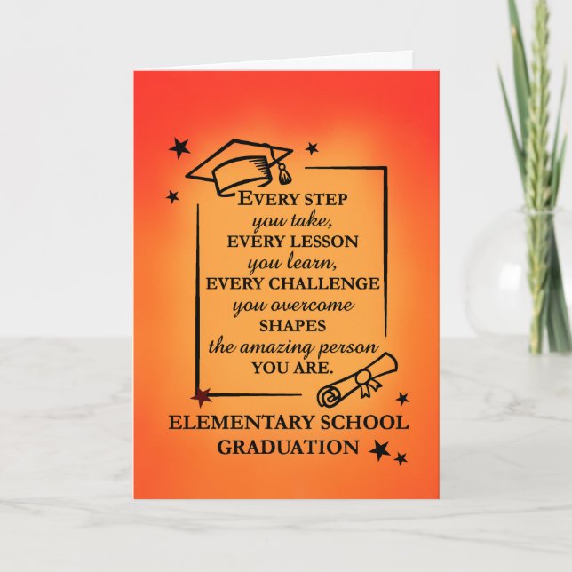 Elementary School Graduate Inspirational Quote Card (Front)