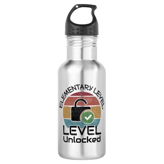 Elementary School Level Unlocked - Geeky School 532 Ml Water Bottle (Front)
