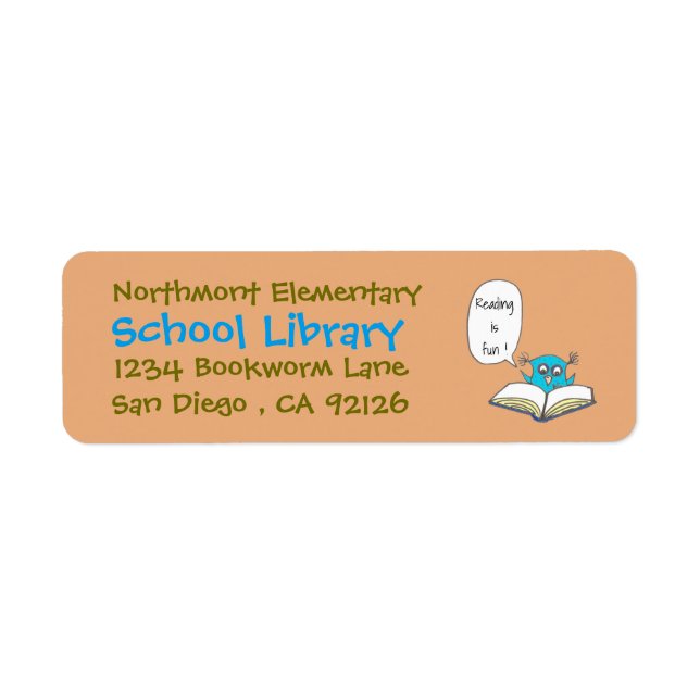Elementary school library return address labels (Front)