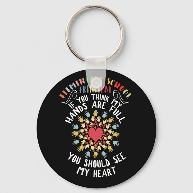 Elementary School Principal Appreciation Heart Key Ring (Front)