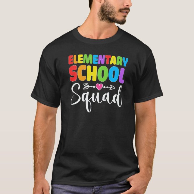 Elementary School Squad Teacher Student Team Back  T-Shirt (Front)