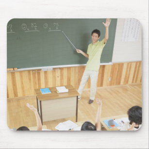 Elementary school students at school mouse pad