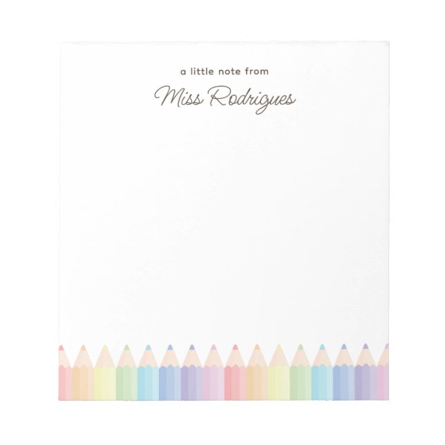 Elementary School Teacher Appreciation Notepad (Front)