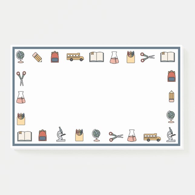 Elementary School Teacher Bus Globe Book Big Notes (Front)