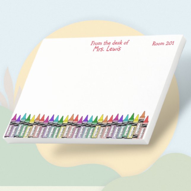 Elementary School Teacher Custom Colourful Crayons Post-it Notes (Creator Uploaded)