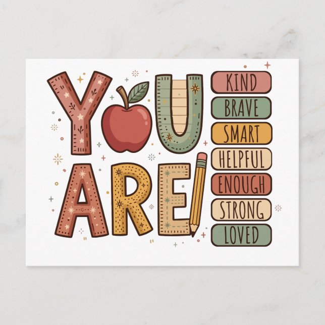 Elementary School You Are Kind Brave Inspirational Invitation Postcard (Front)