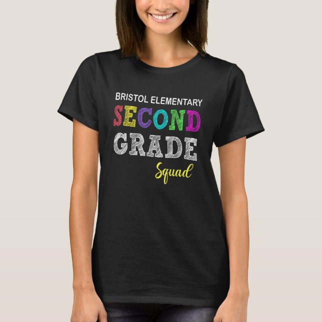 Elementary Second Grade Squad 2nd Grade Squad Team T-Shirt (Front)