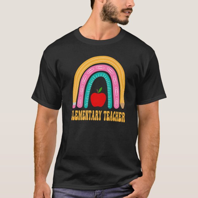 Elementary Teacher Rainbow Cute Back To School App T-Shirt (Front)