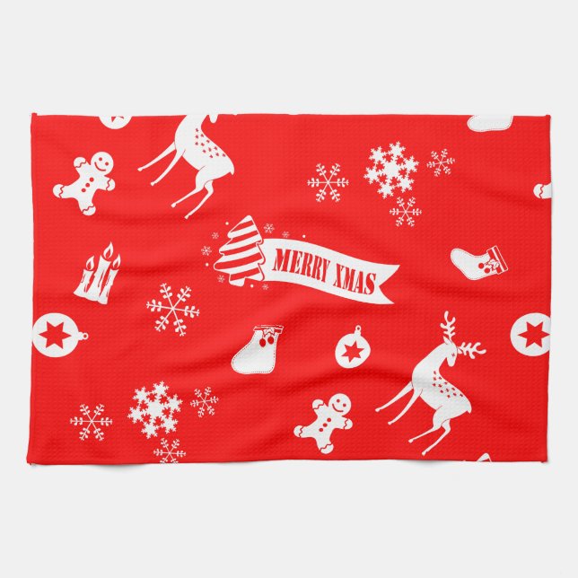 Elements of Christmas Red Kitchen Towel (Horizontal)
