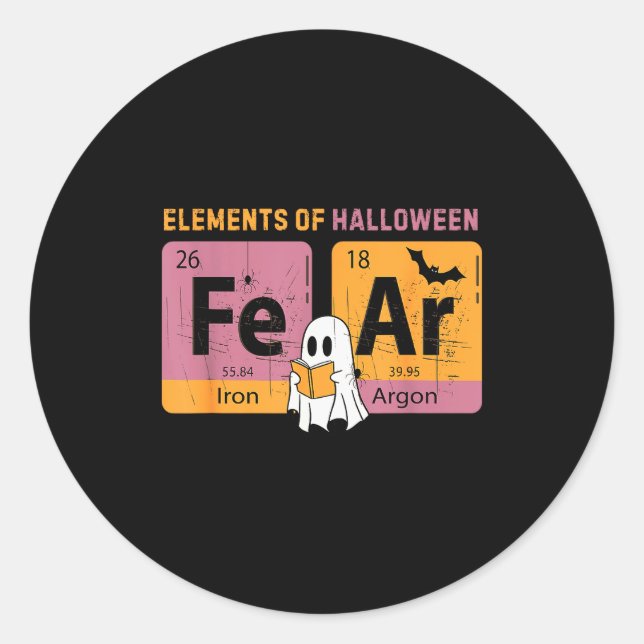 Elements Of Halloween Fear Periodically Halloween  Classic Round Sticker (Front)