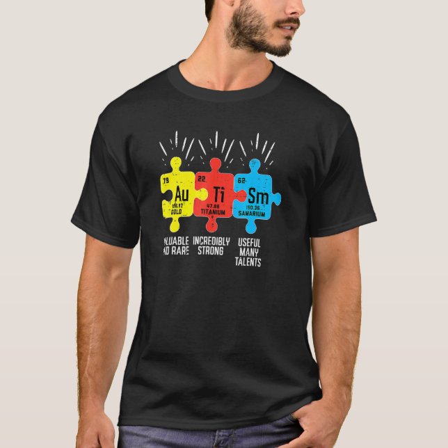 Elements Periodic Table Autism Awareness Asd Men W T-Shirt (Front)
