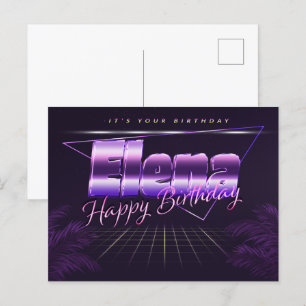 Elena Name Vorname lila Postkarte Geburtstag Postcard