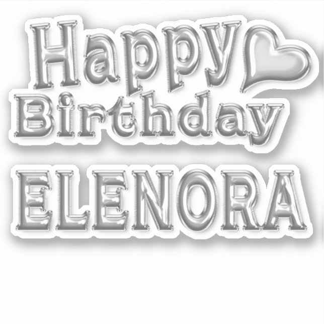 Elenora Happy Birthday silver sticker (Front)