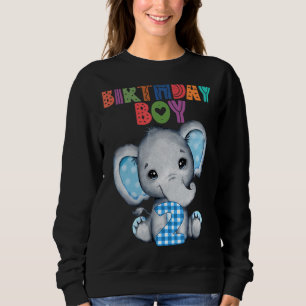 Elephant 2nd Birthday Boy 2 Years Old Themed Eleph Sweatshirt