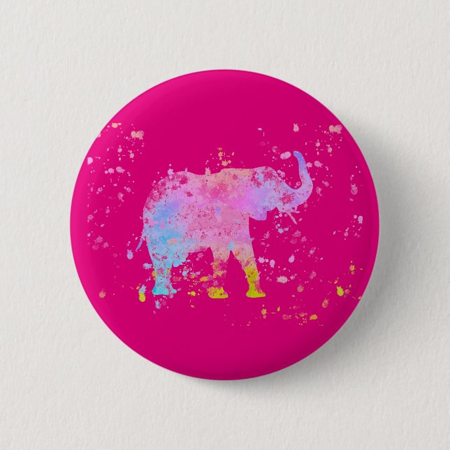 Elephant 6 Cm Round Badge (Front)