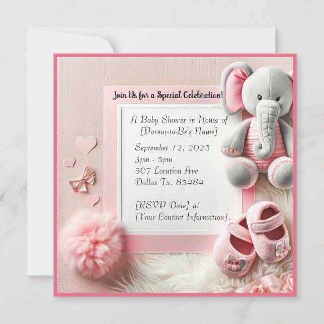 Elephant AccentsBaby shower Invitation (Front)