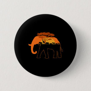 Elephant Africa Animals Trees Earth Day  6 Cm Round Badge