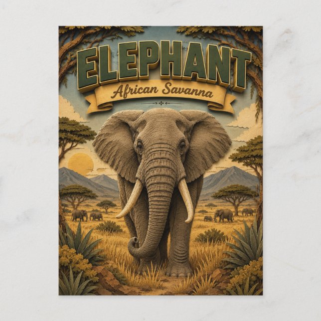 Elephant African Savanna POPCUT Postcard (Front)
