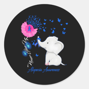 Elephant Alopecia Awareness Alopecia Ribbon Classic Round Sticker