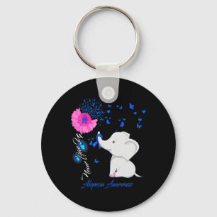 Elephant Alopecia Awareness - Alopecia Ribbon Gift Key Ring