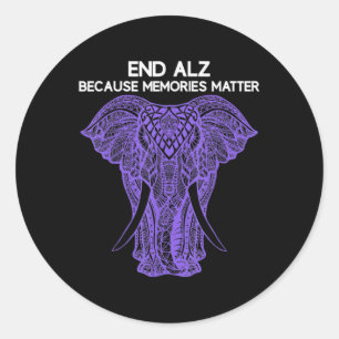 Elephant Alzheimerheimer Awareness Apparel End Classic Round Sticker