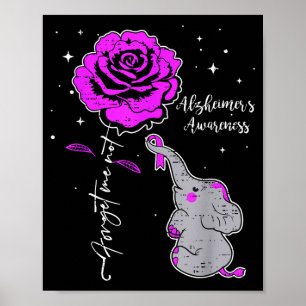 Elephant Alzheimers Awareness Ribbon Purple Poster