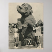 elephant and 2 girls circus