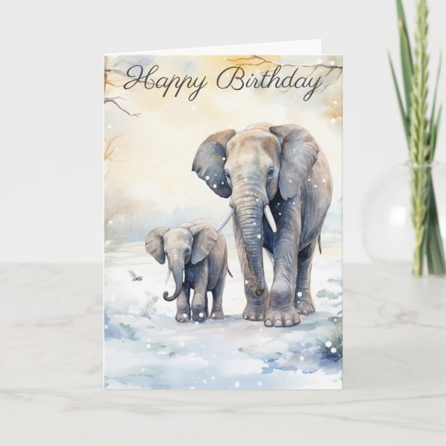 Elephant and Baby Card (Front)