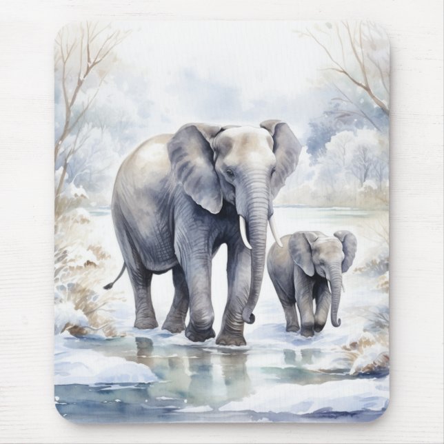 Elephant and Baby Mouse Pad (Front)