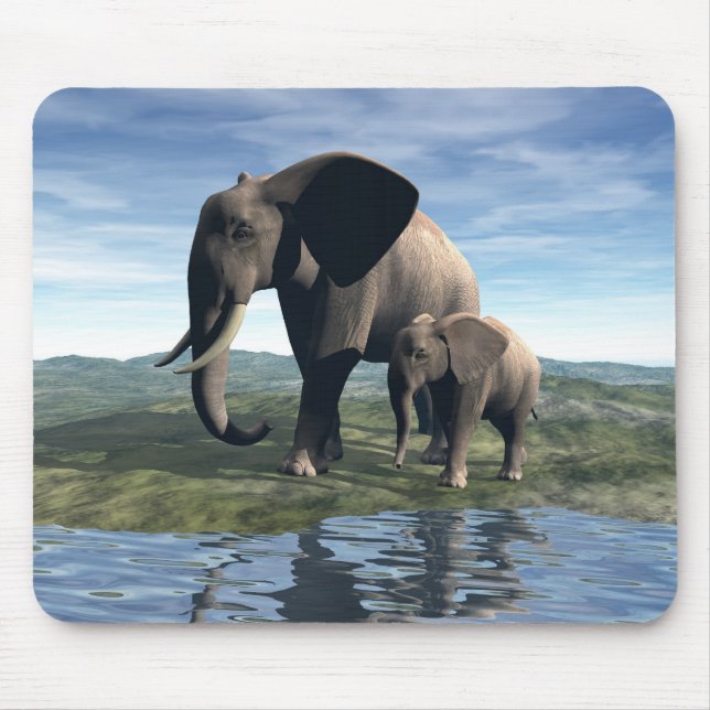Elephant and Baby Mousepad (Front)