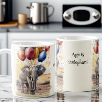 Elephant and Balloons Play on Words Funny Birthday