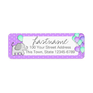 Elephant and Balloons Polka Dot Address