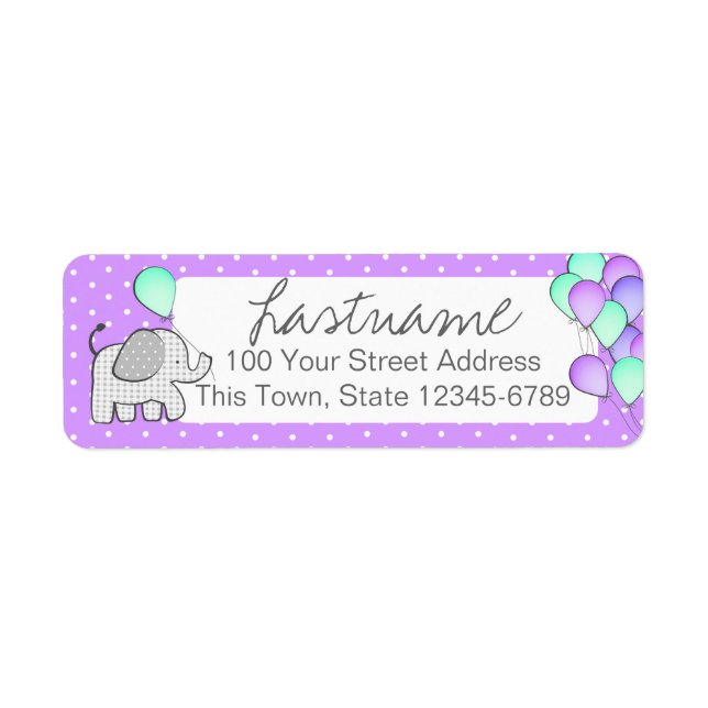 Elephant and Balloons Polka Dot Address (Front)