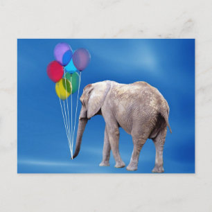 Elephant and Balloons Postcard