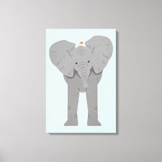 elephant and bird canvas print