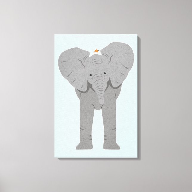elephant and bird canvas print (Front)