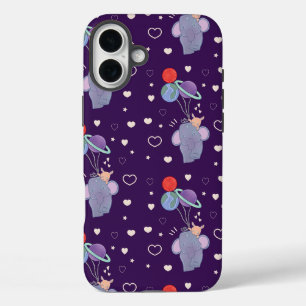 Elephant and Bunny Space Balloon Ride Whimsical iPhone 16 Plus Case