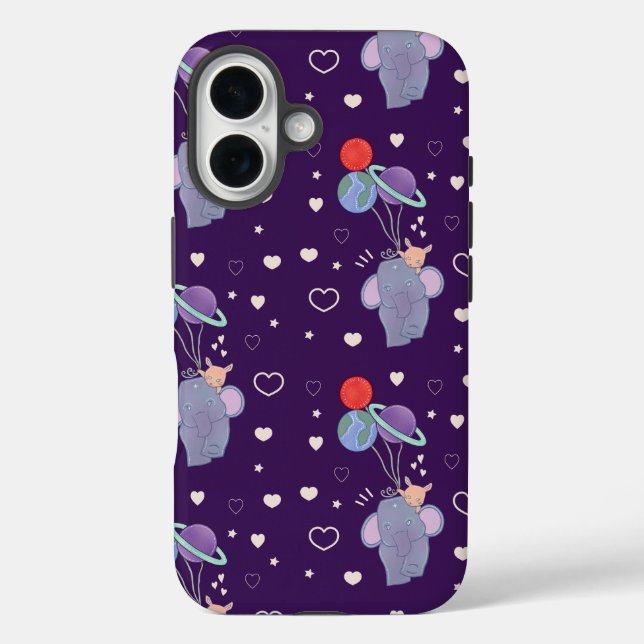 Elephant and Bunny Space Balloon Ride | Whimsical  Case-Mate iPhone Case (Back)