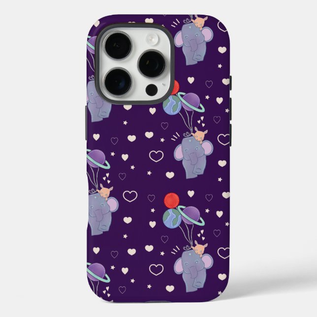 Elephant and Bunny Space Balloon Ride | Whimsical  Case-Mate iPhone Case (Back)